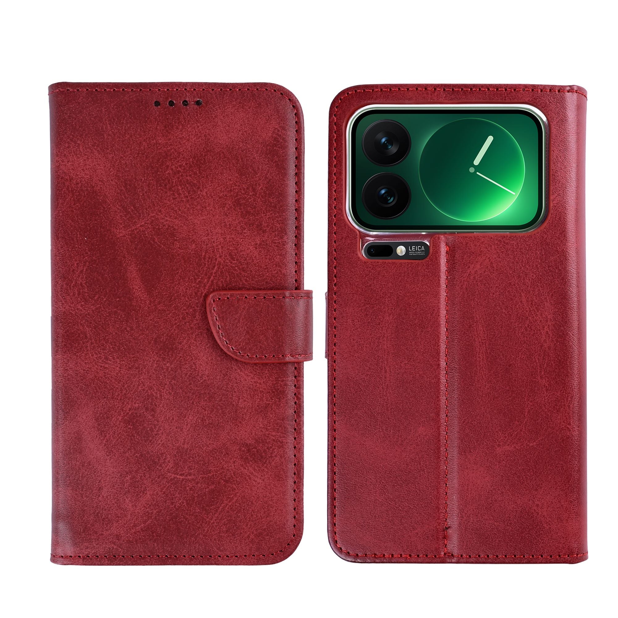 Rixus Bookcase For Xiaomi 17 Pro Dark Red