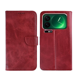 Rixus Bookcase For Xiaomi 17 Pro Dark Red