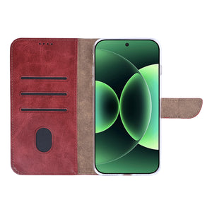 Rixus Bookcase For Xiaomi 17 Pro Dark Red