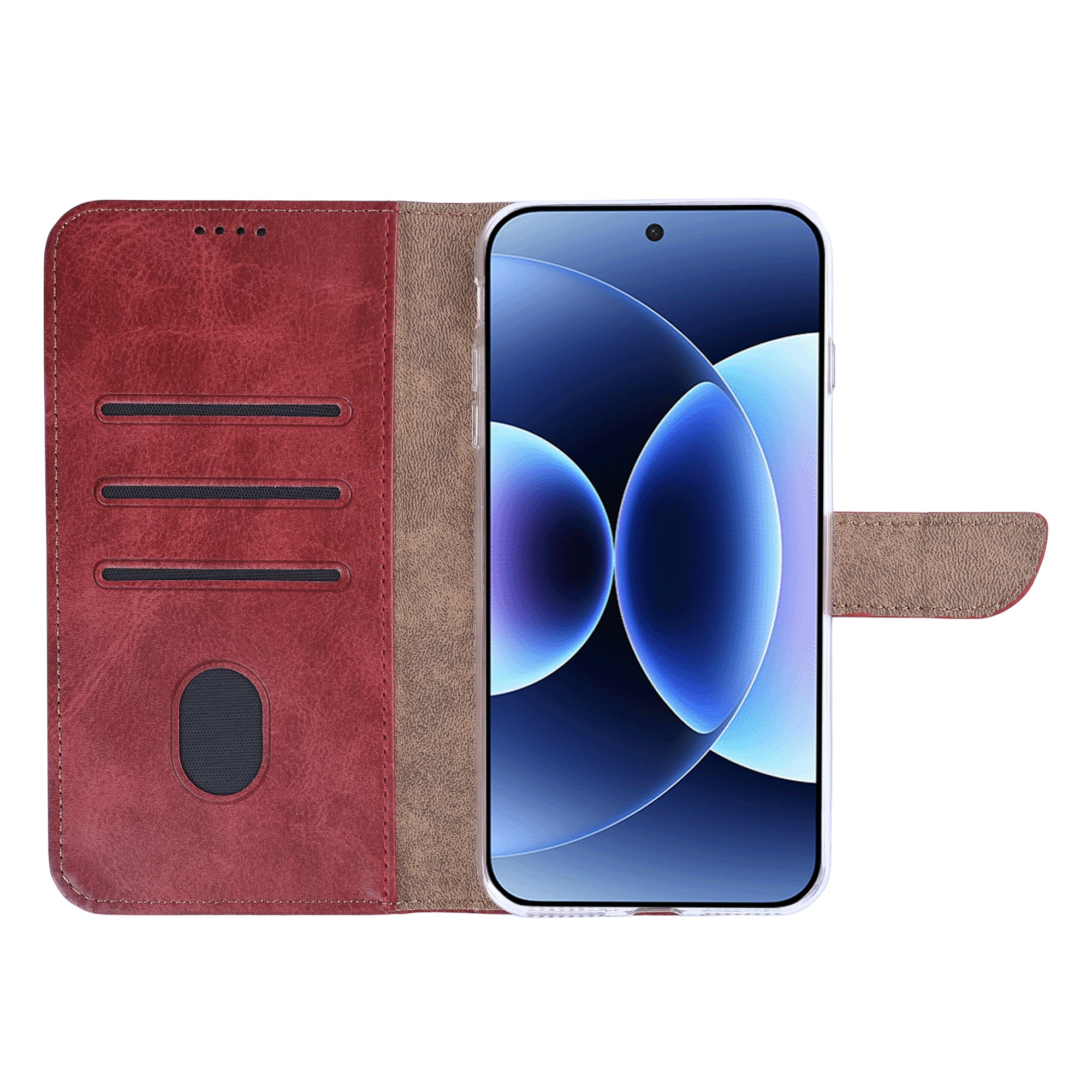 Rixus Bookcase For Xiaomi 17 Pro Max Dark Red