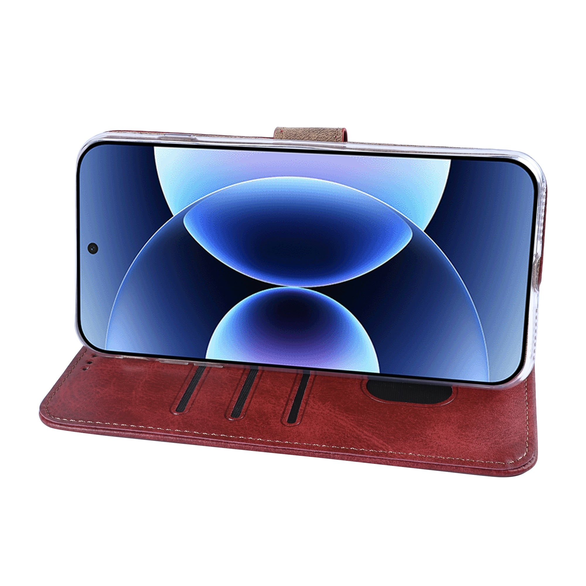 Rixus Bookcase For Xiaomi 17 Pro Max Dark Red