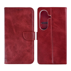 Rixus Bookcase For Samsung Galaxy S26 Dark Red