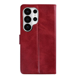 Rixus Bookcase For Samsung Galaxy S26 Ultra Dark Red