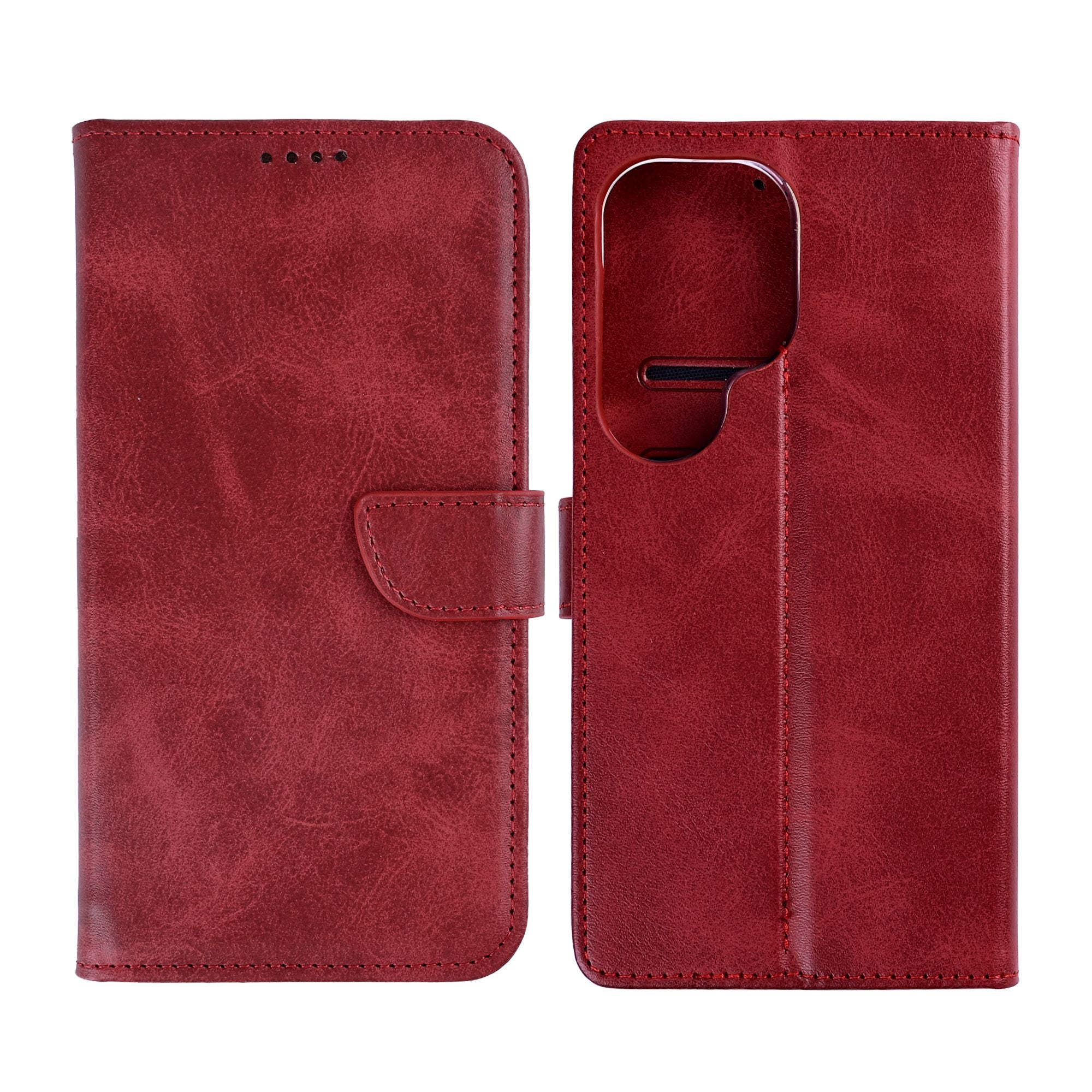 Rixus Bookcase For Samsung Galaxy S26 Ultra Dark Red