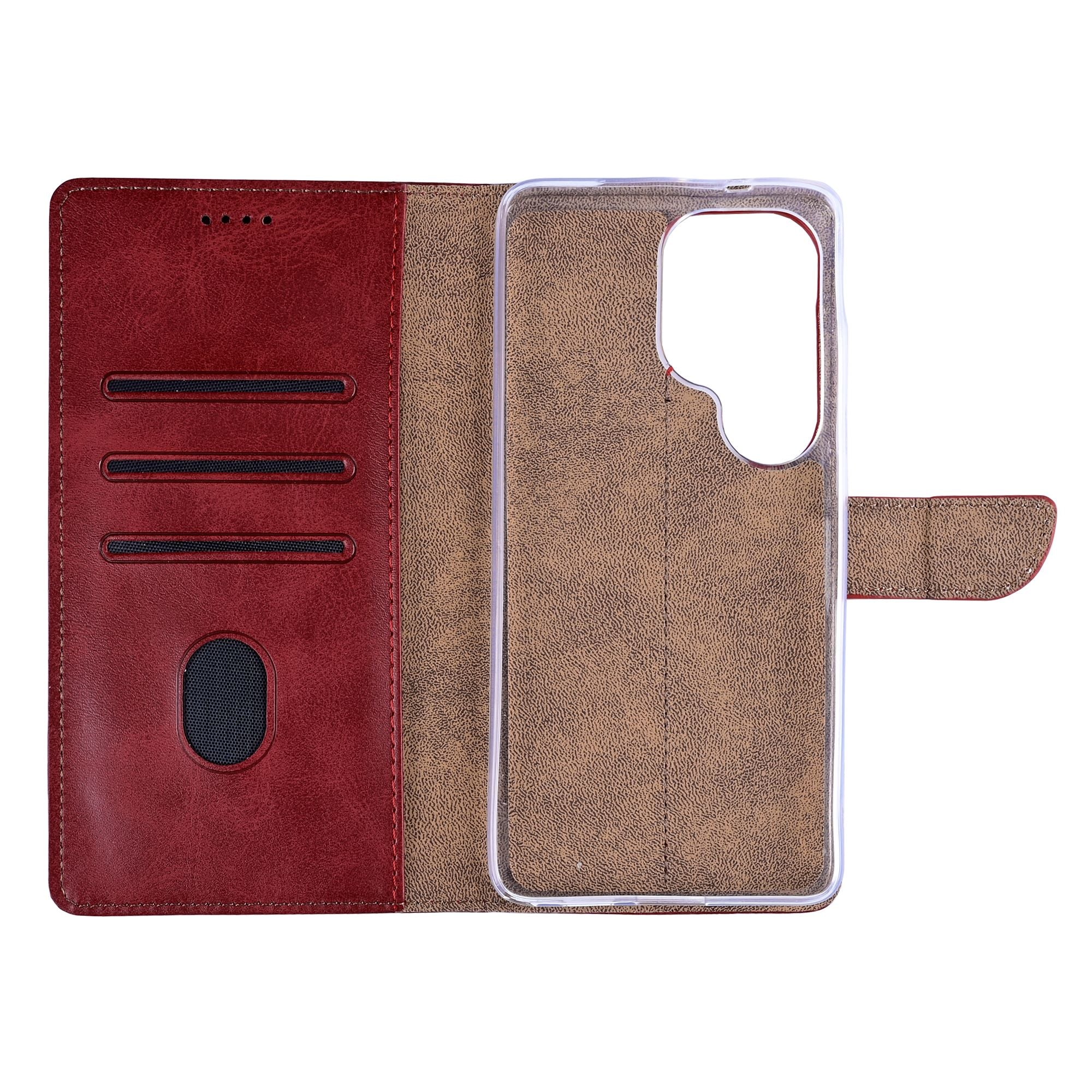 Rixus Bookcase For Samsung Galaxy S26 Ultra Dark Red