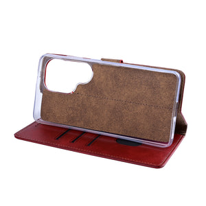 Rixus Bookcase For Samsung Galaxy S26 Ultra Dark Red