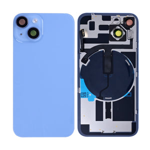 For Apple iPhone 14 Back Glass With NFC, Enlarge Camera Frame Blue Compatible