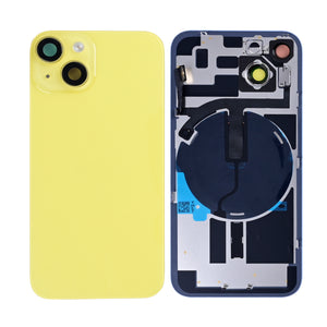 For Apple iPhone 14 Back Glass With NFC, Enlarge Camera Frame Yellow Compatible