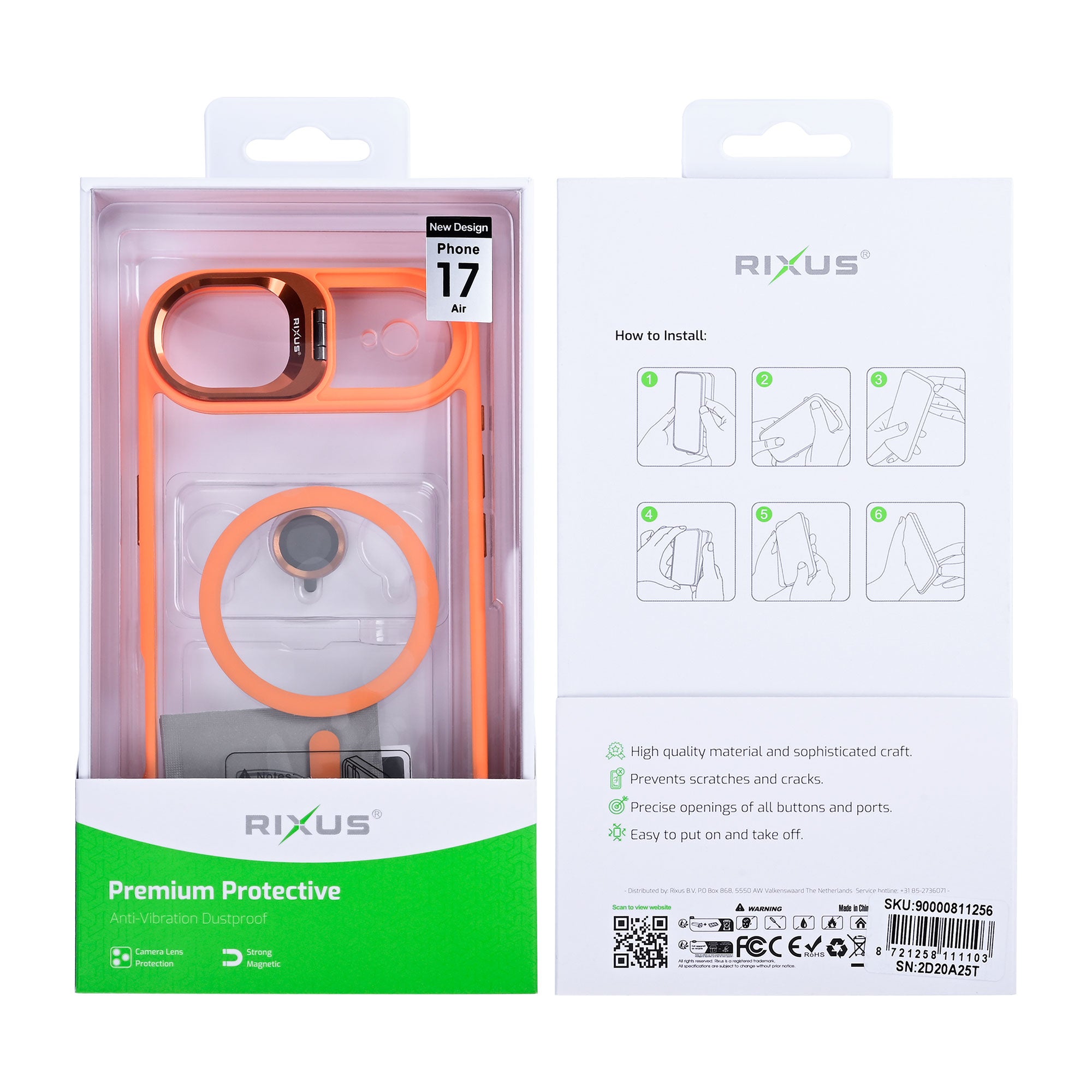 Rixus Classic 03 Case With MagSafe For Apple iPhone 17 Air Orange