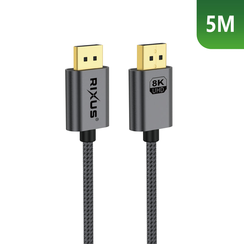 Rixus RXDP15 Display Port Cable 8K 500cm Space Grey