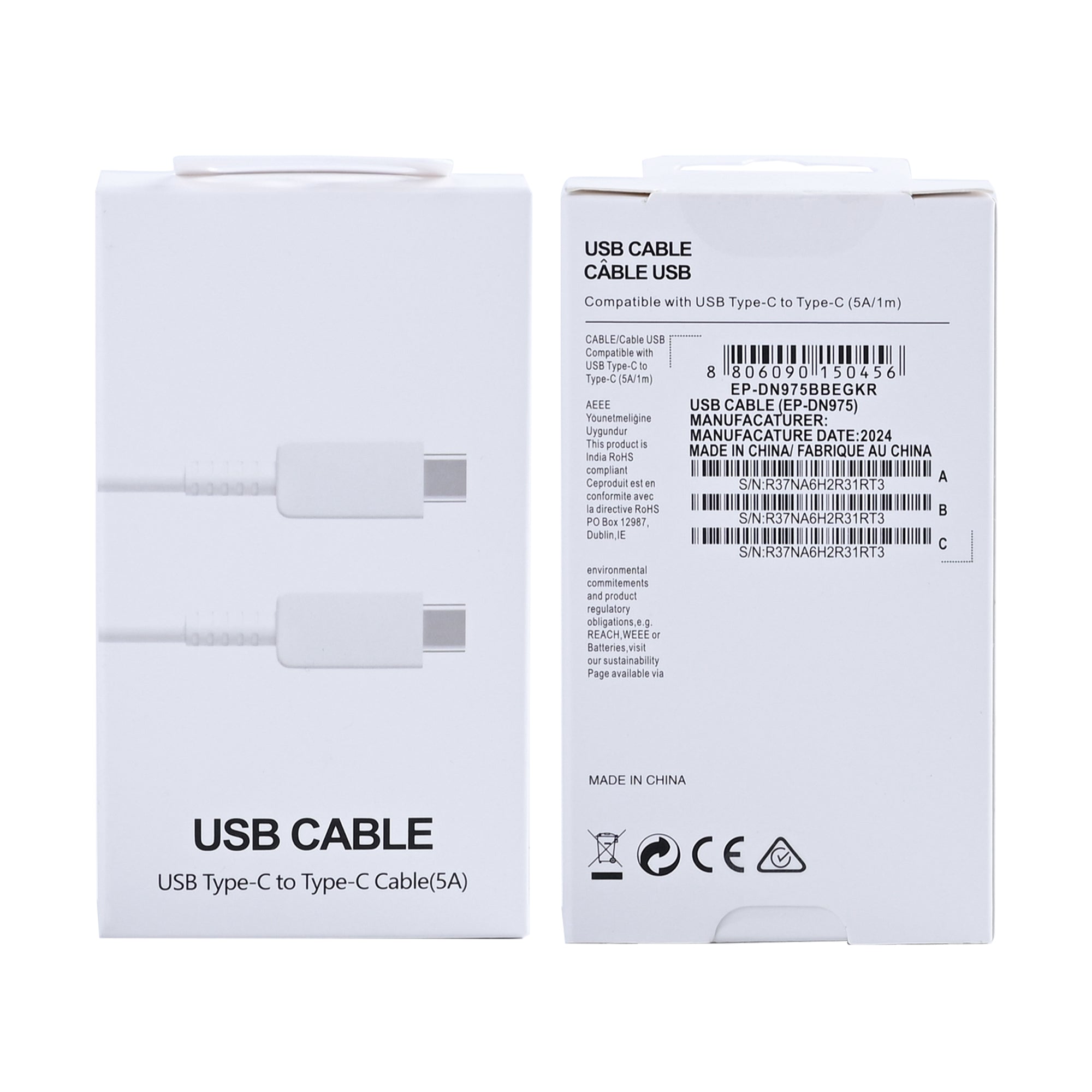 Samsung USB-C Data Cable 1m White Retail Box (5A)