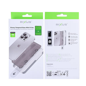 Rixus Privacy Tempered Glass With Fit Box For Apple iPhone 15