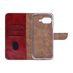 Rixus Bookcase For Google Pixel 10a Dark Red