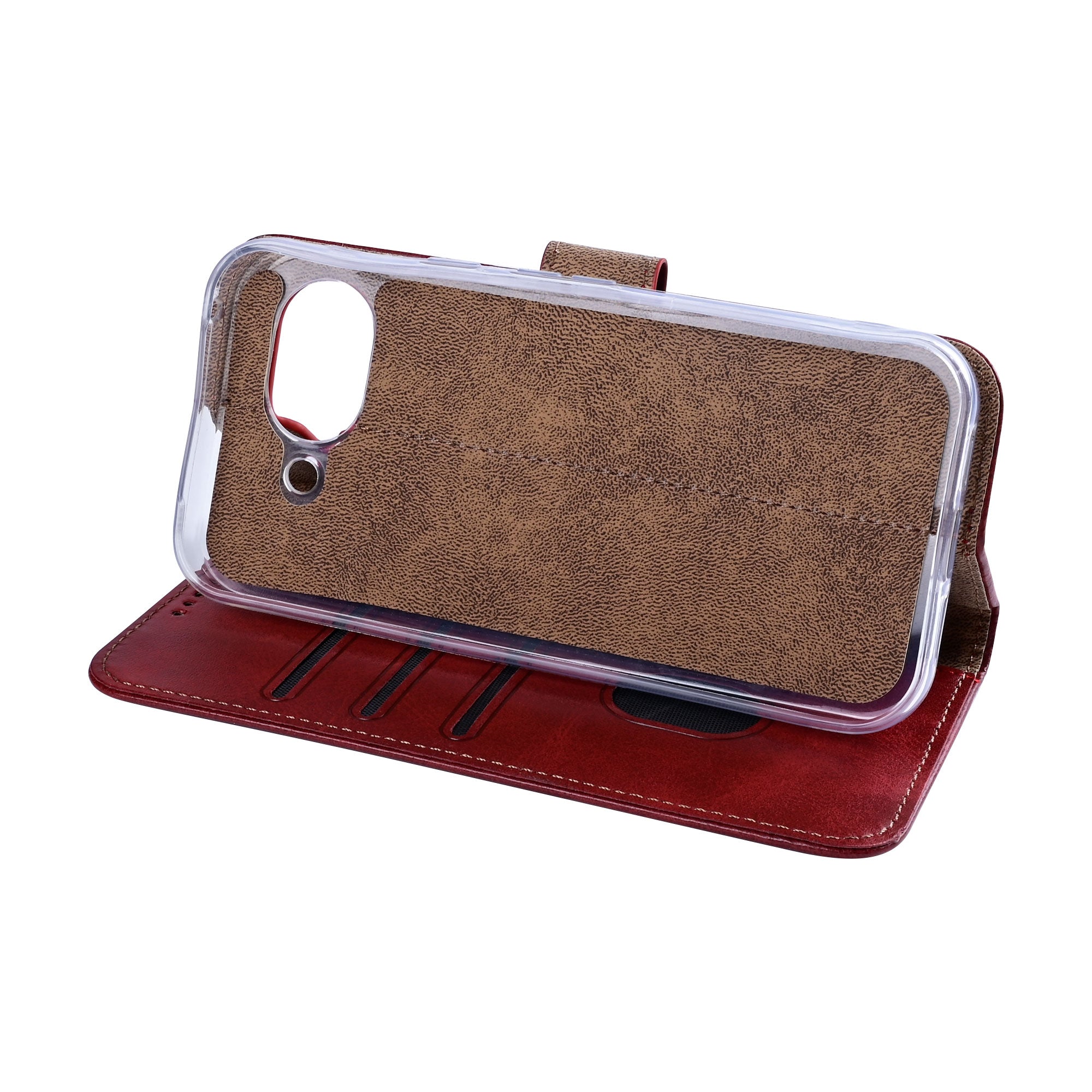 Rixus Bookcase For Google Pixel 10a Dark Red