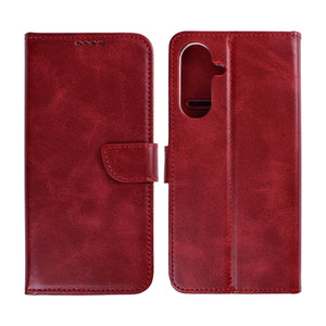 Rixus Bookcase For Samsung Galaxy S26 Plus Dark Red