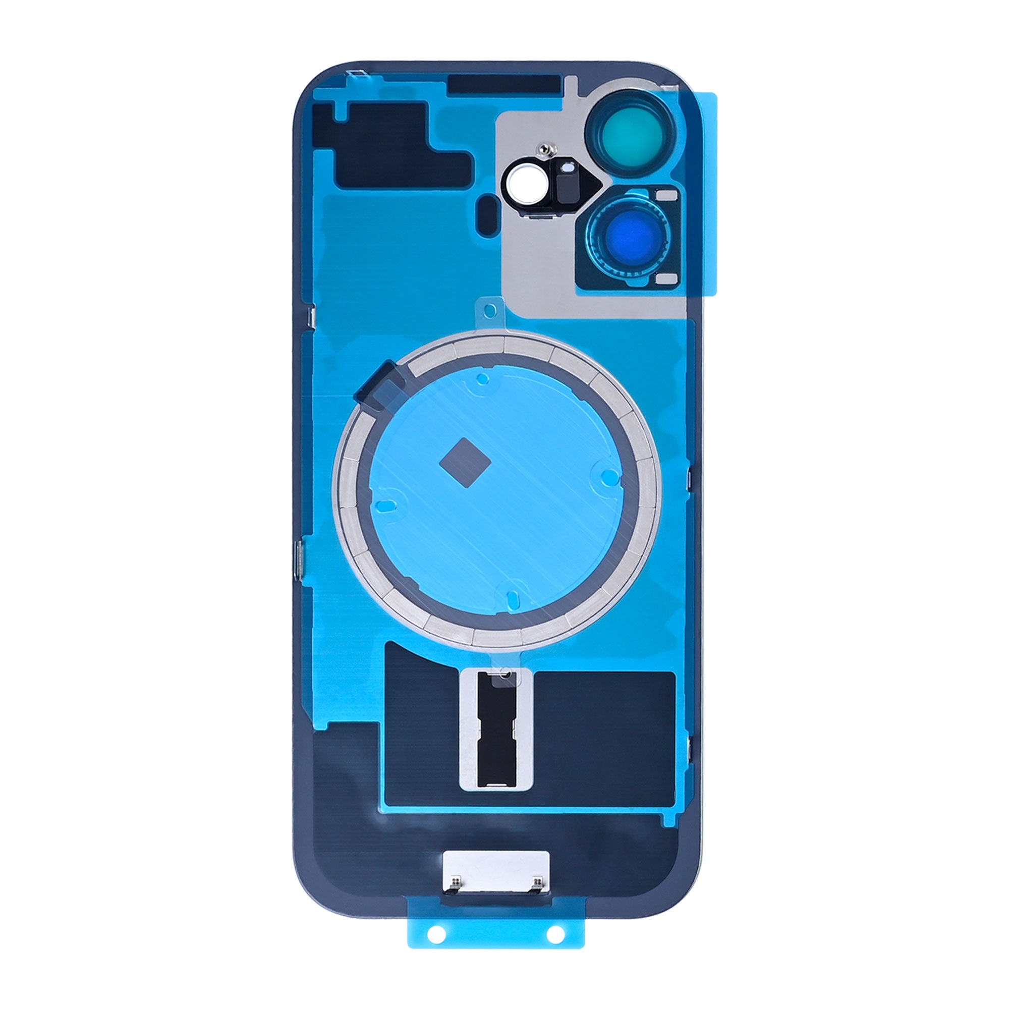 For Apple iPhone 17 Back Glass Without NFC, Enlarged Camera Frame Mist Blue Compatible