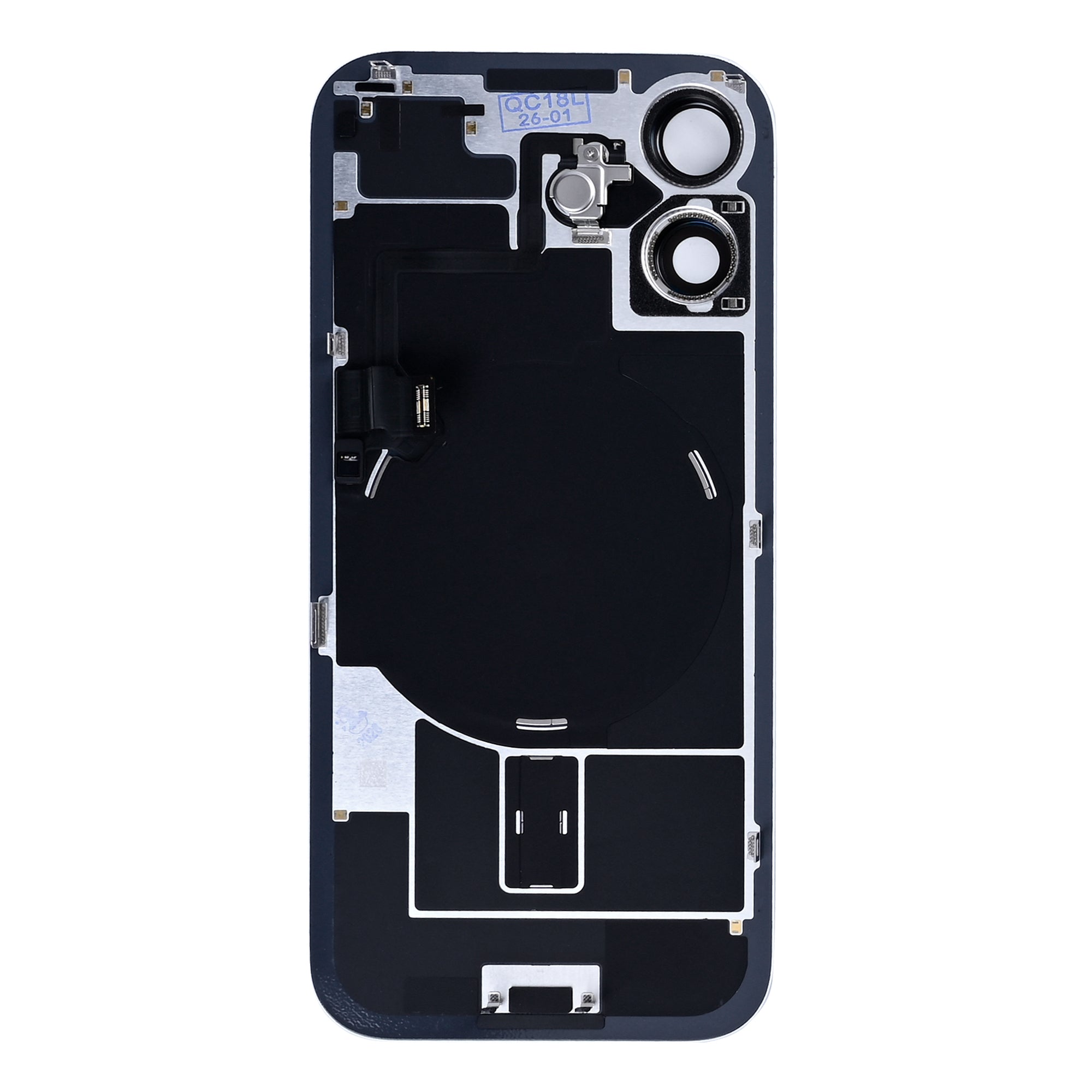 For Apple iPhone 17 Back Glass With NFC, Enlarged Camera Frame White Pulled