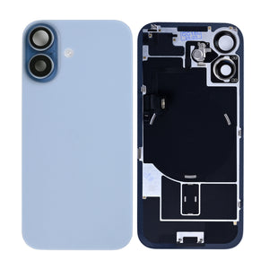 For Apple iPhone 17 Back Glass With NFC, Enlarged Camera Frame Mist Blue Pulled