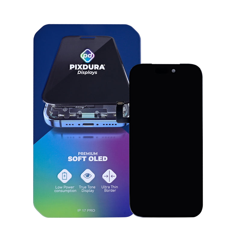 PIXDURA For Apple iPhone 17 Pro Display And Digitizer Soft-OLED Premium (IC Removable) (120Hz)