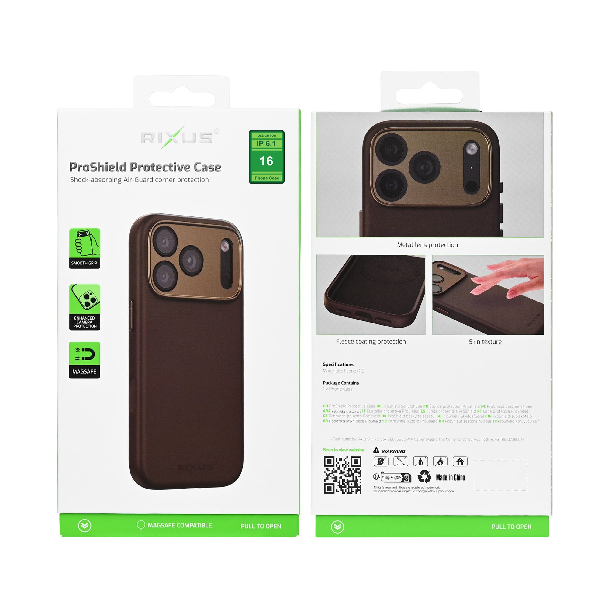 Rixus ProShield Case For Apple iPhone 16 Dark Brown