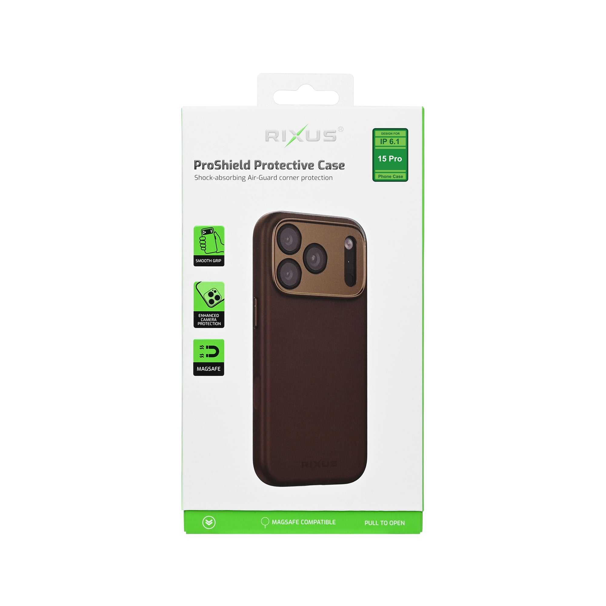 Rixus ProShield Case For Apple iPhone 15 Pro Dark Brown