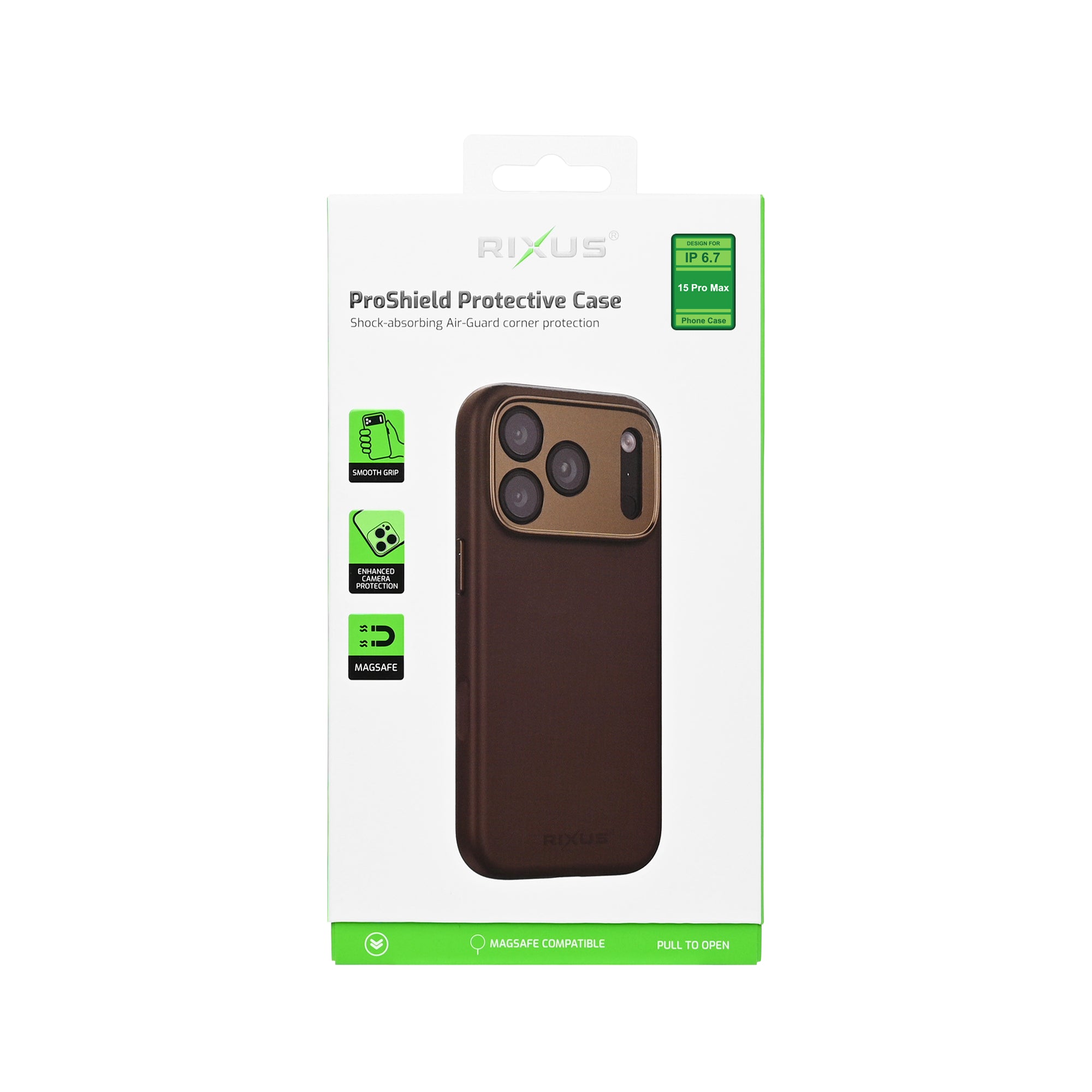 Rixus ProShield Case For Apple iPhone 15 Pro Max Dark Brown