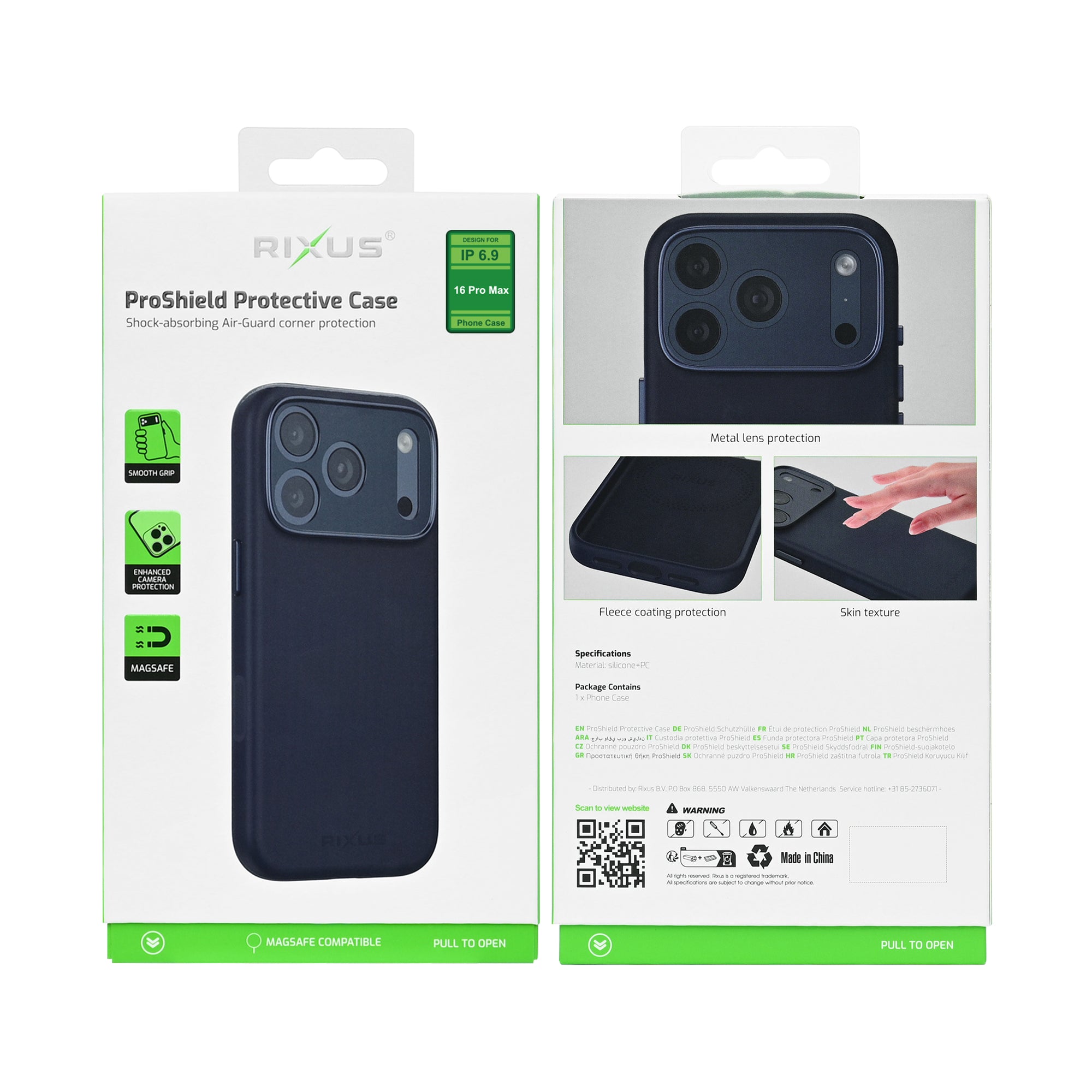 Rixus ProShield Case For Apple iPhone 16 Pro Max Dark Blue