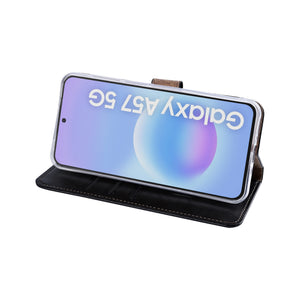 Rixus Bookcase For Samsung Galaxy A57 Black