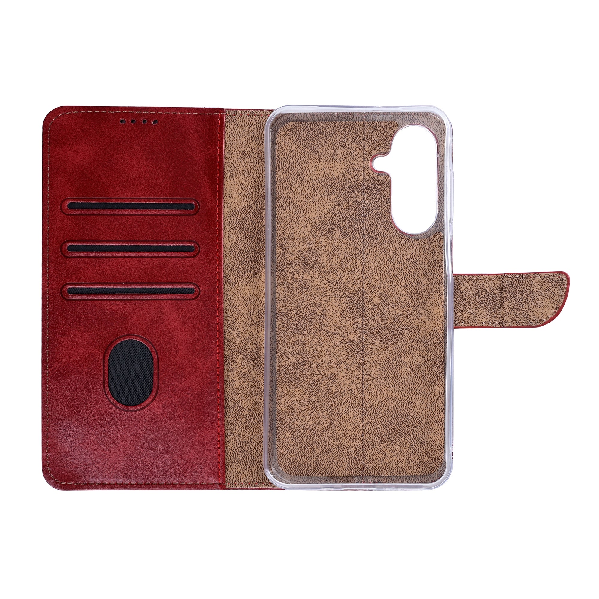 Rixus Bookcase For Samsung Galaxy A57 Dark Red
