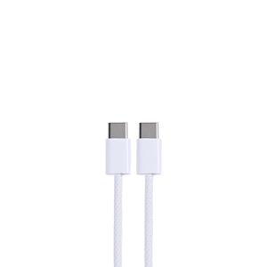 For Apple iPhone 15 Series, 16 Series, 17 Series USB-C To USB-C Woven Cable 100cm 60W White Bulk (Round Fold)