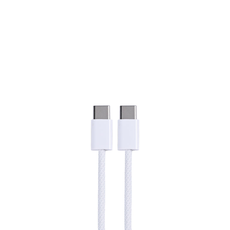 For Apple iPhone 15 Series, 16 Series, 17 Series USB-C To USB-C Woven Cable 100cm 60W White Bulk (Round Fold)