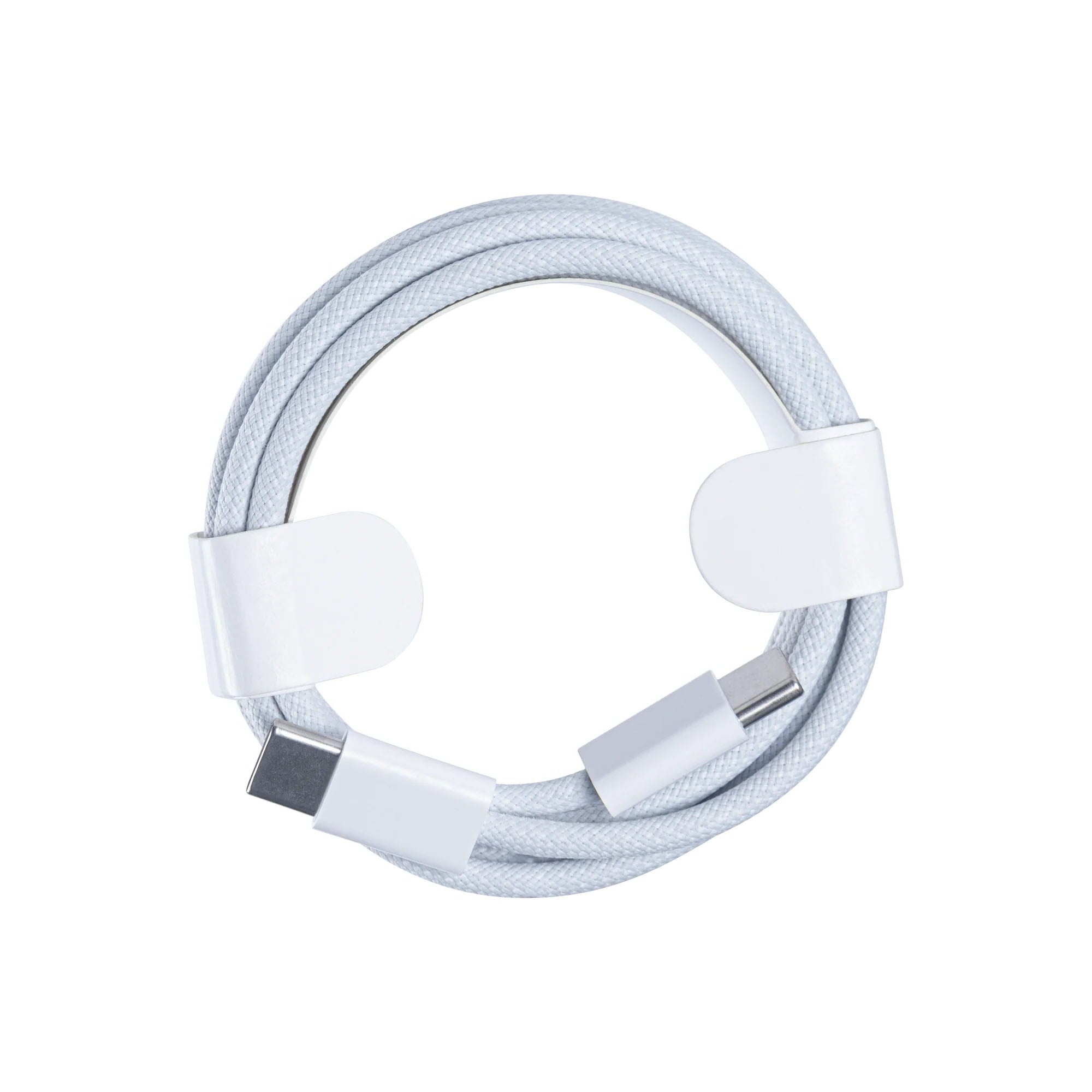 For Apple iPhone 15 Series, 16 Series, 17 Series USB-C To USB-C Woven Cable 100cm 60W White Bulk (Round Fold)