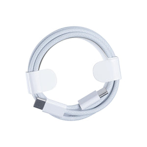 For Apple iPhone 15 Series, 16 Series, 17 Series USB-C To USB-C Woven Cable 100cm 60W White Bulk (Round Fold)
