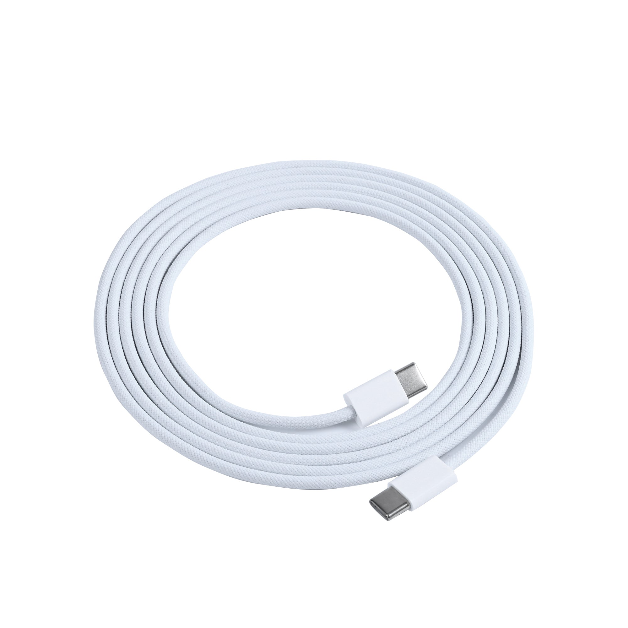 For Apple iPhone 15 Series, 16 Series, 17 Series USB-C To USB-C Woven Cable 100cm 60W White Bulk (Round Fold)
