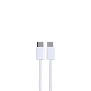 For Apple iPhone 15 Series, 16 Series, 17 Series USB-C To USB-C Woven Cable 100cm 60W White Bulk (Round Fold)