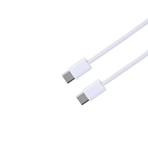 For Apple iPhone 15 Series, 16 Series, 17 Series USB-C To USB-C Woven Cable 100cm 60W White Bulk (Round Fold)
