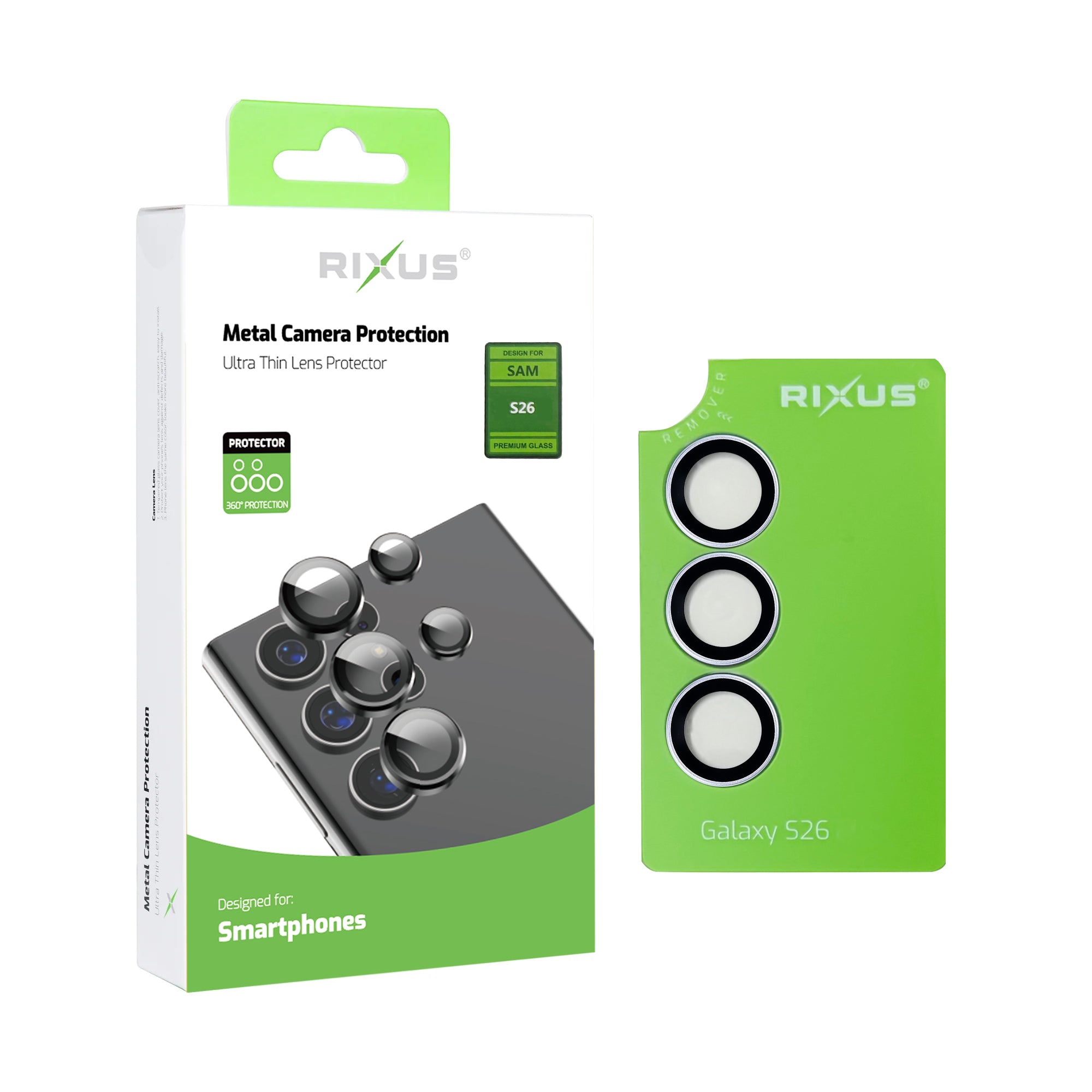 Rixus Metal Shield Camera Tempered Glass For Samsung Galaxy S26 Silver Shadow