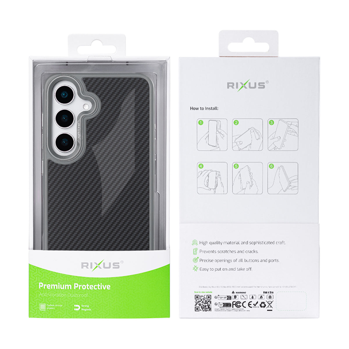 Rixus Mag Carbon With MagSafe Compatible For Samsung Galaxy S26 Titanium Grey