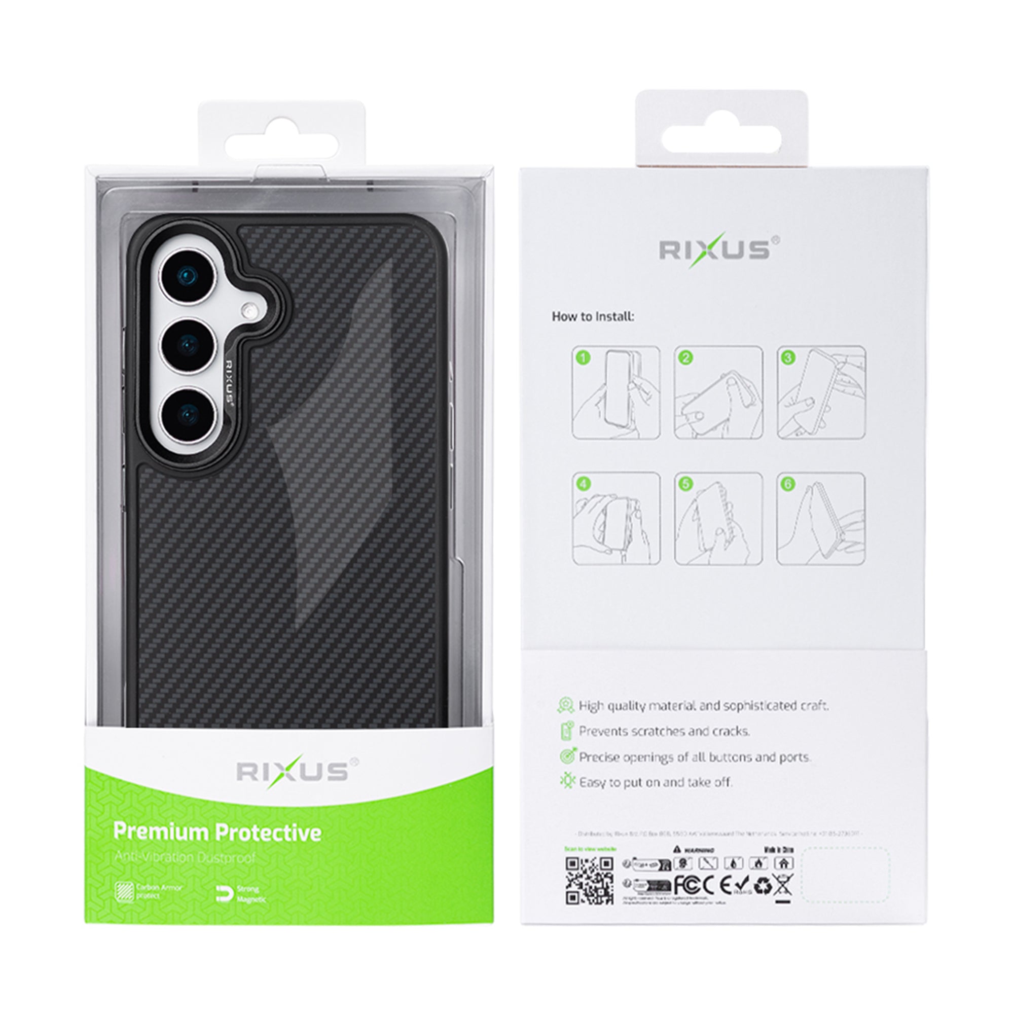 Rixus Mag Carbon With MagSafe Compatible For Samsung Galaxy S26 Black