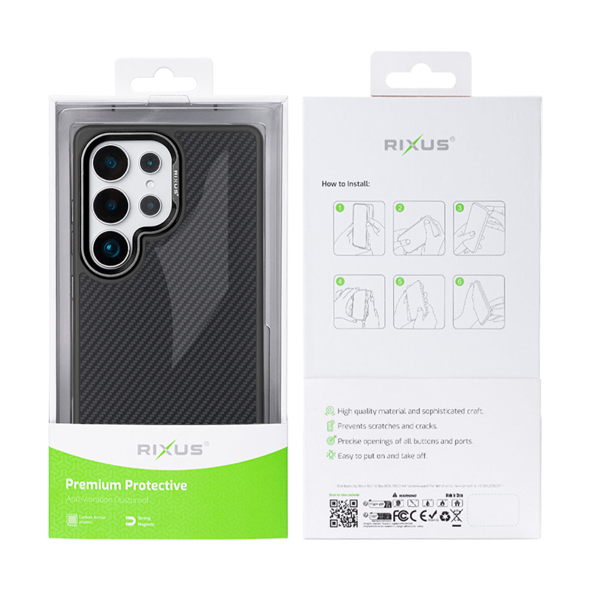 Rixus Mag Carbon With MagSafe Compatible For Samsung Galaxy S26 Ultra Black