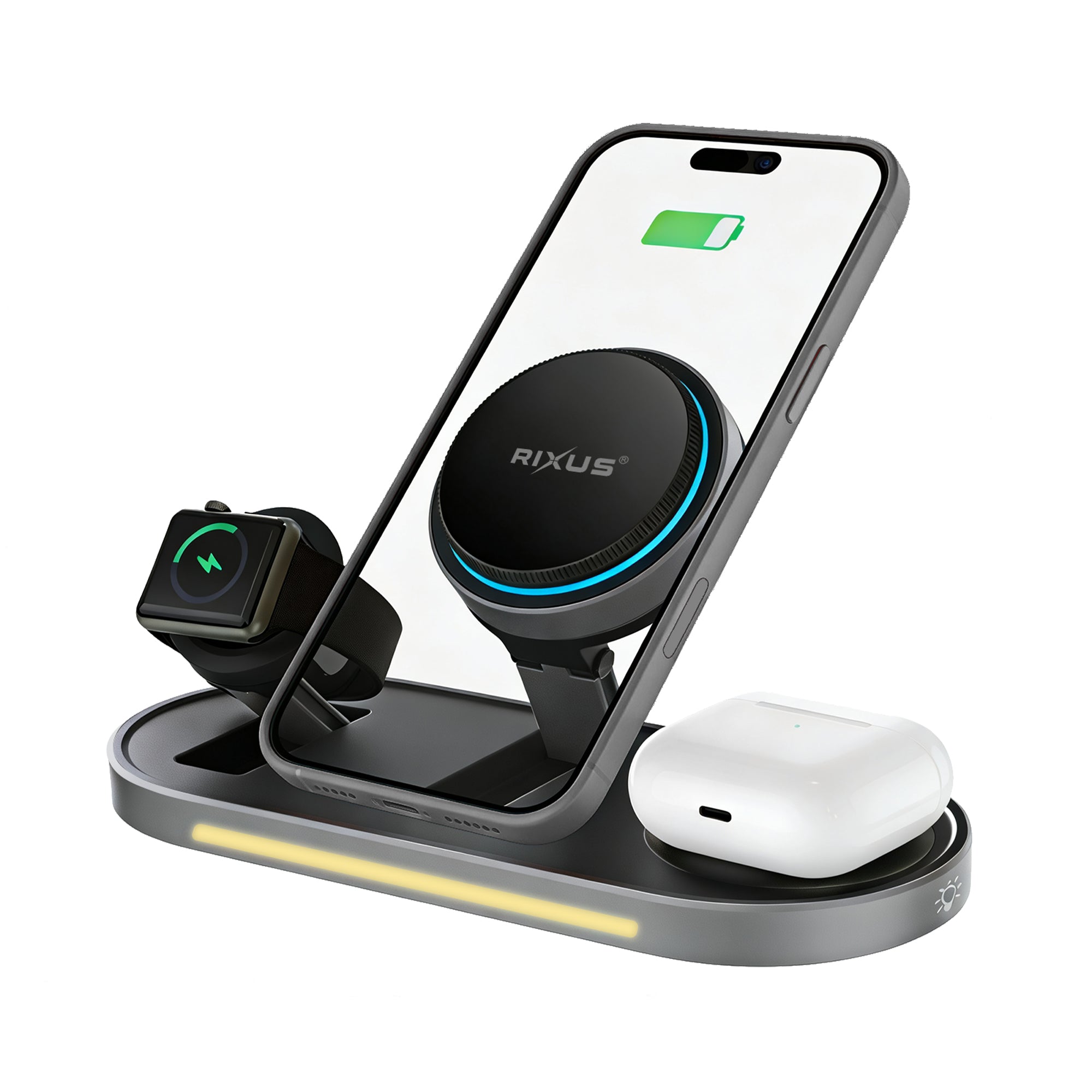 Rixus RXWC16 3 in 1 Ice Cooling Wireless Charger Stand 25W Black