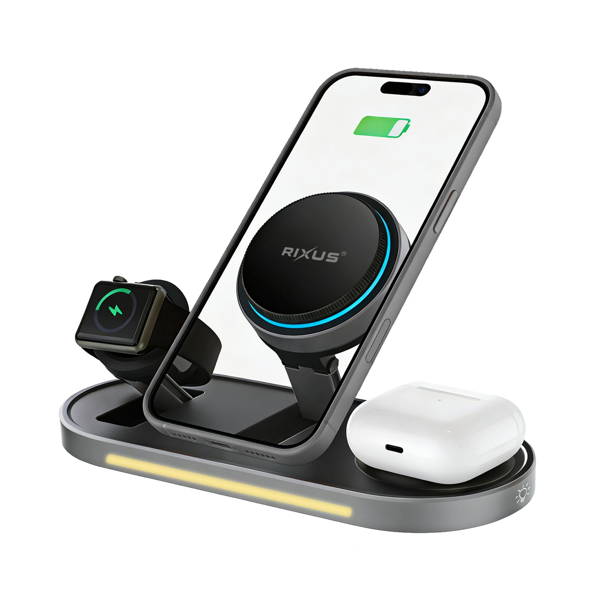 Rixus RXWC16 3 in 1 Ice Cooling Wireless Charger Stand 25W Black