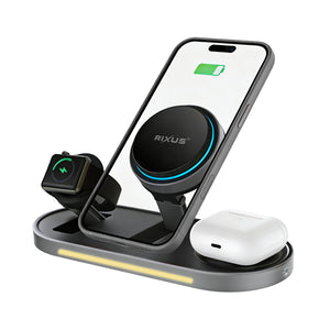 Rixus RXWC16 3 in 1 Ice Cooling Wireless Charger Stand 25W Black