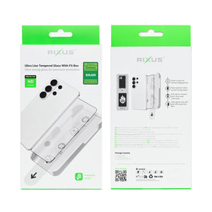 Rixus Ultra Line Tempered Glass With Fit Box For Samsung Galaxy S24, S25