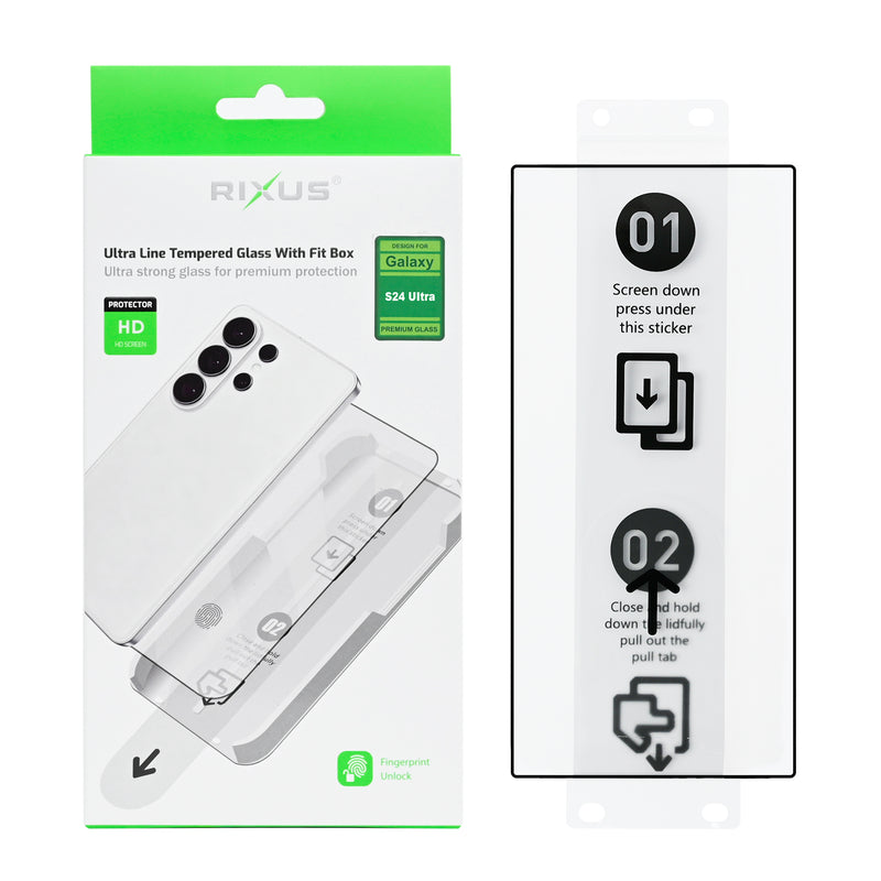 Rixus Ultra Line Tempered Glass With Fit Box For Samsung Galaxy S24 Ultra