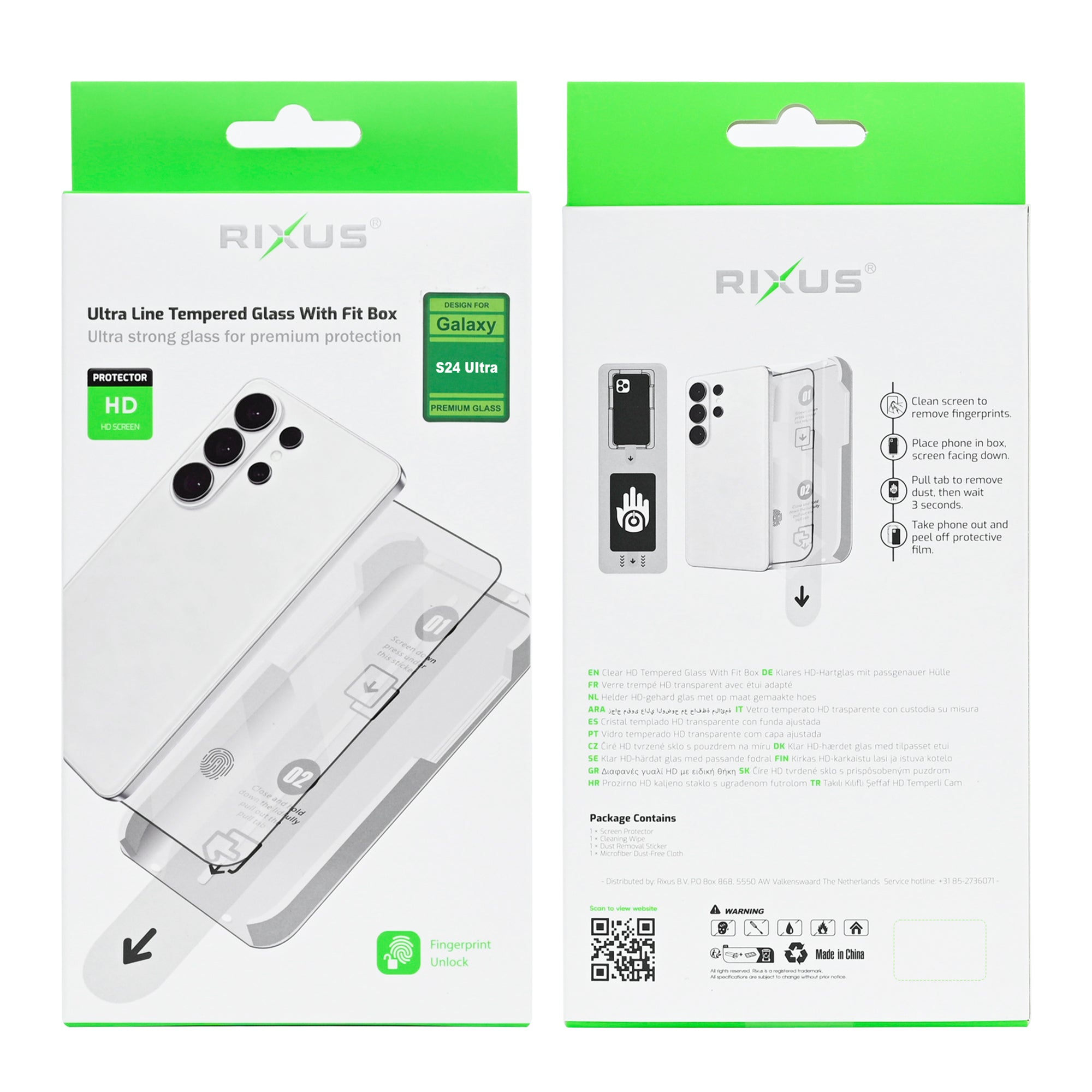 Rixus Ultra Line Tempered Glass With Fit Box For Samsung Galaxy S24 Ultra
