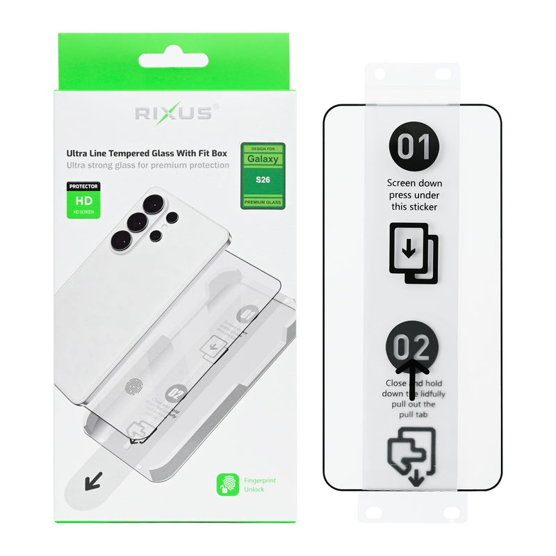 Rixus Ultra Line Tempered Glass With Fit Box For Samsung Galaxy S26