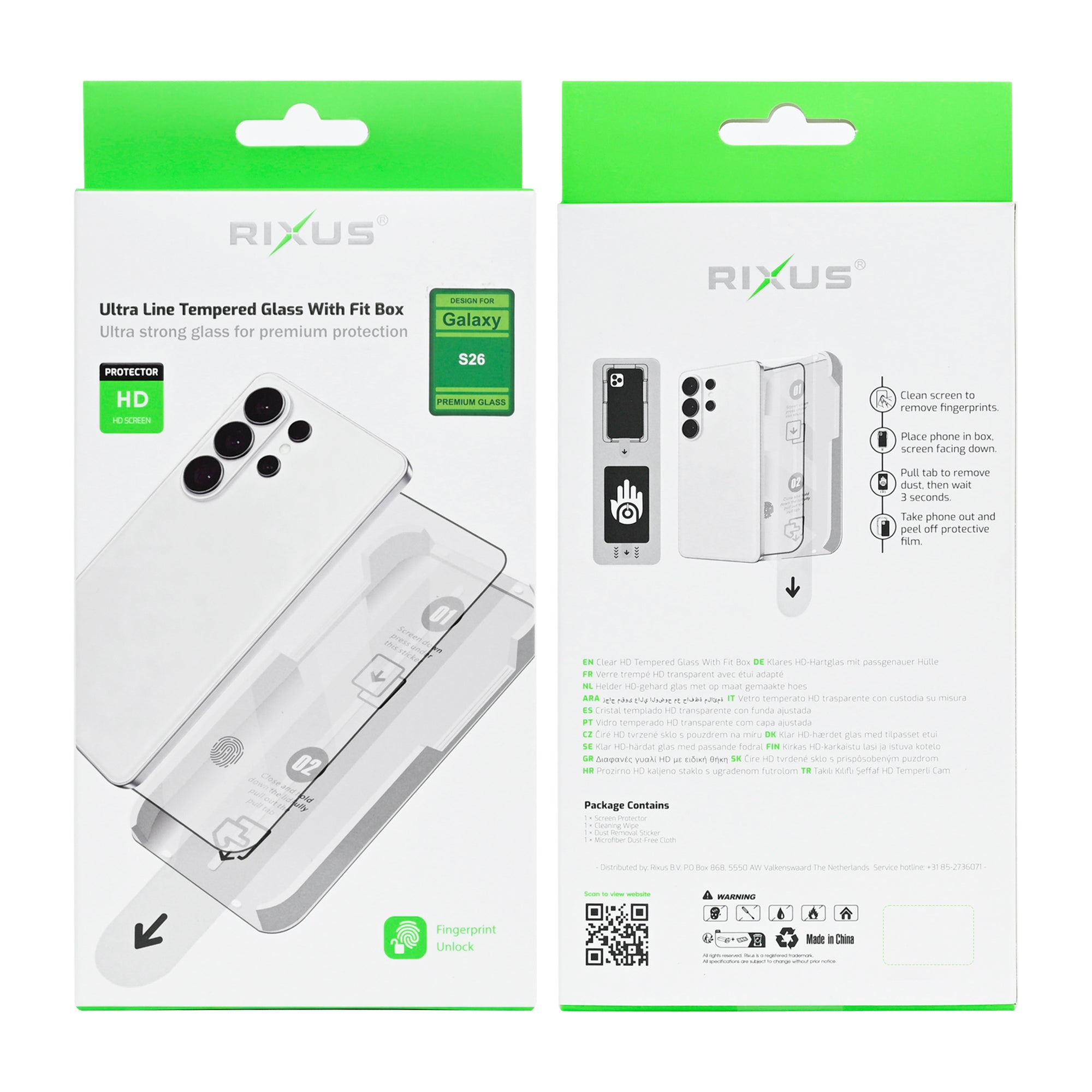 Rixus Ultra Line Tempered Glass With Fit Box For Samsung Galaxy S26