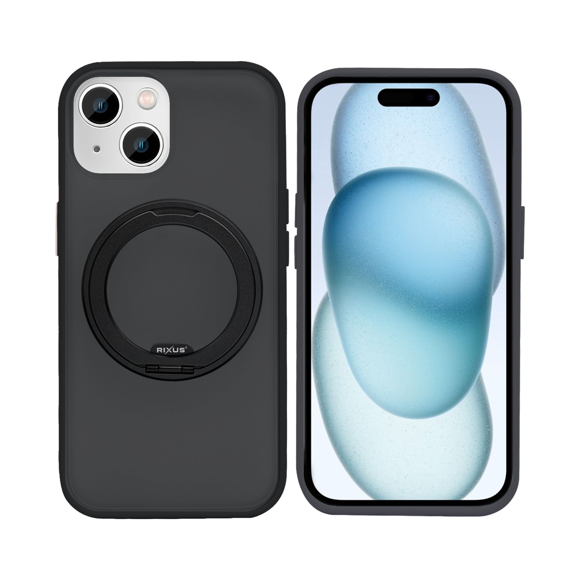 Rixus SnapGrip 360 Case For Apple iPhone 15 Black