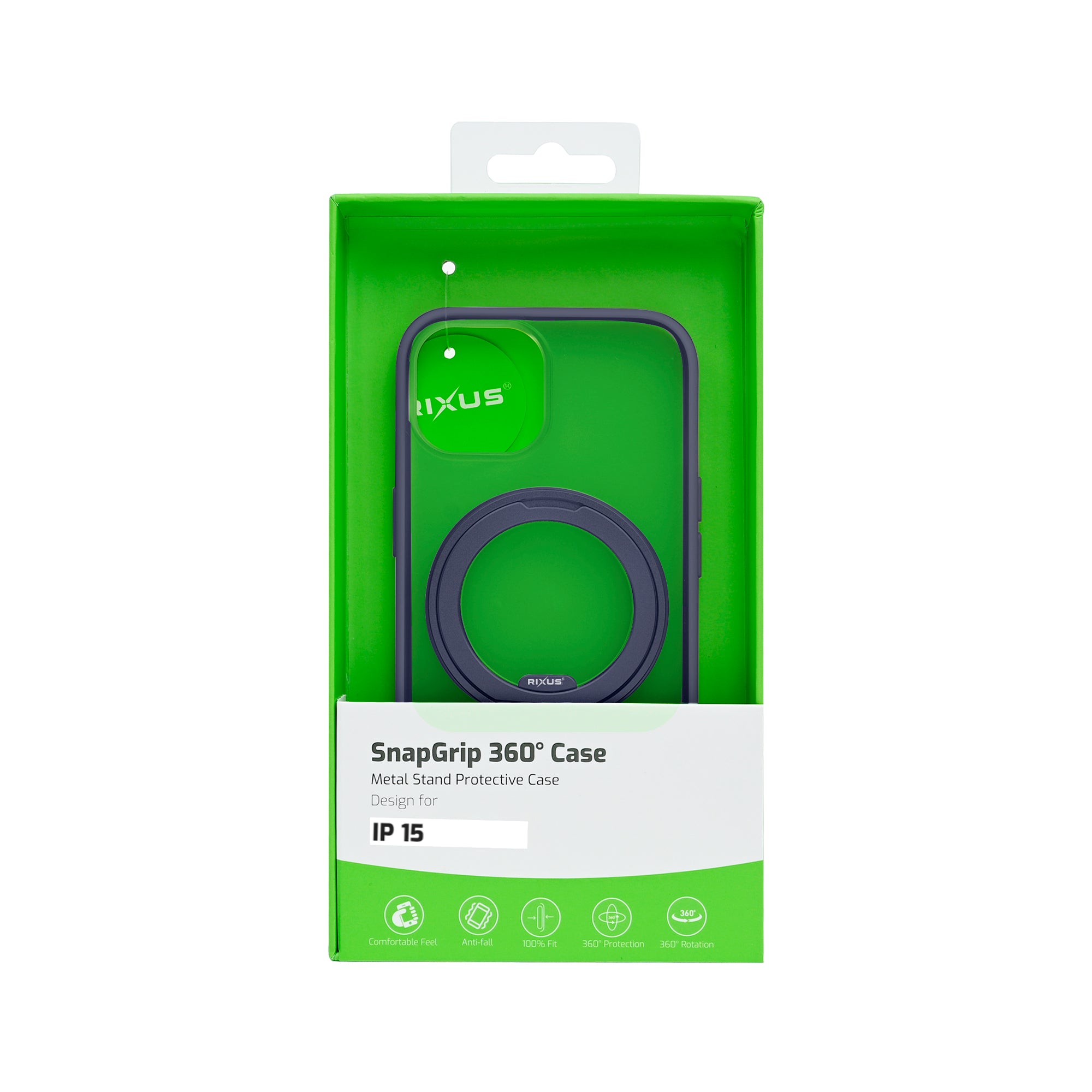 Rixus SnapGrip 360 Case For Apple iPhone 15 Blue